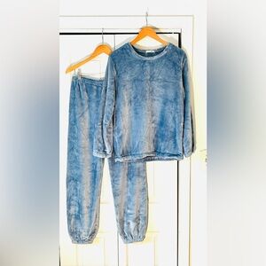 Cozy Blue Plush Pajamas Set